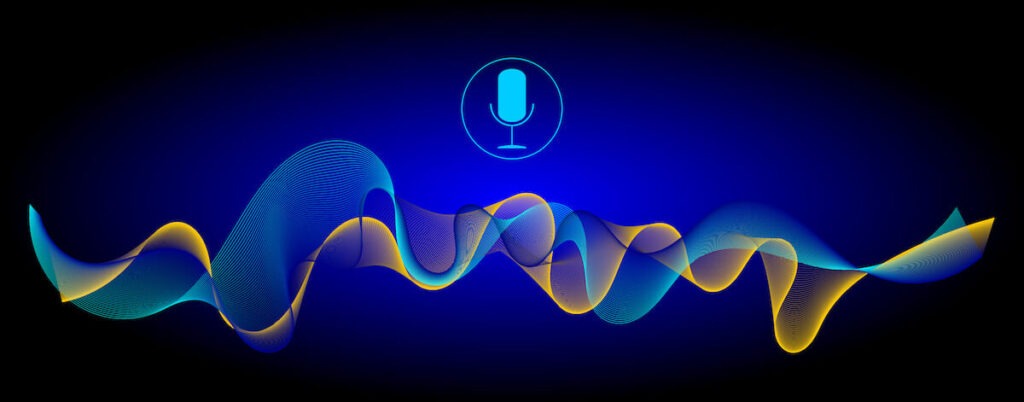 What is conversational AI: soundwaves and a microphone icon