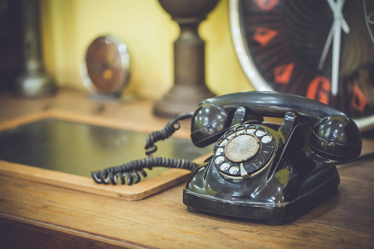 Restaurant phone orders: telephone on a desk